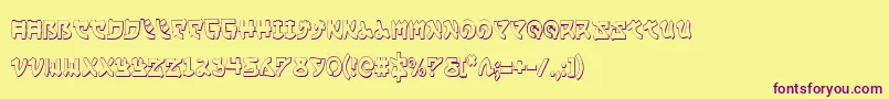 YamaMotoCondensed3D-fontti – violetit fontit keltaisella taustalla