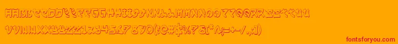 YamaMotoCondensed3D-Schriftart – Rote Schriften auf orangefarbenem Hintergrund