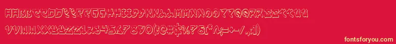 YamaMotoCondensed3D Font – Yellow Fonts on Red Background