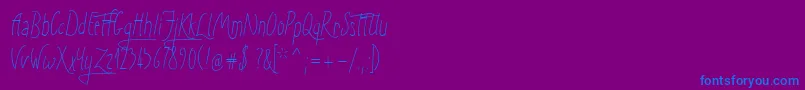 フォントSunnyWinter – 紫色の背景に青い文字