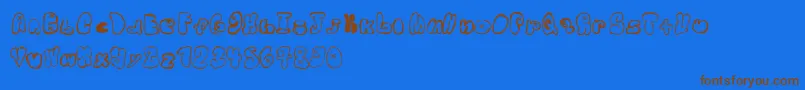 WyattBubbles-Schriftart – Braune Schriften auf blauem Hintergrund