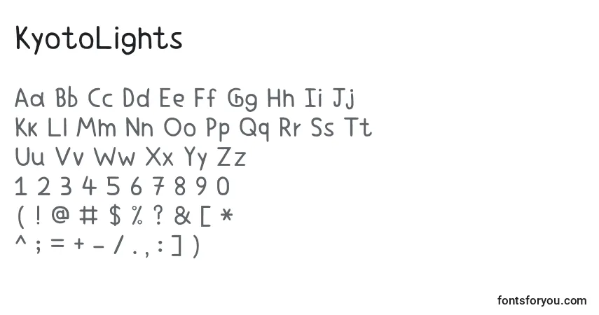 Fuente KyotoLights - alfabeto, números, caracteres especiales