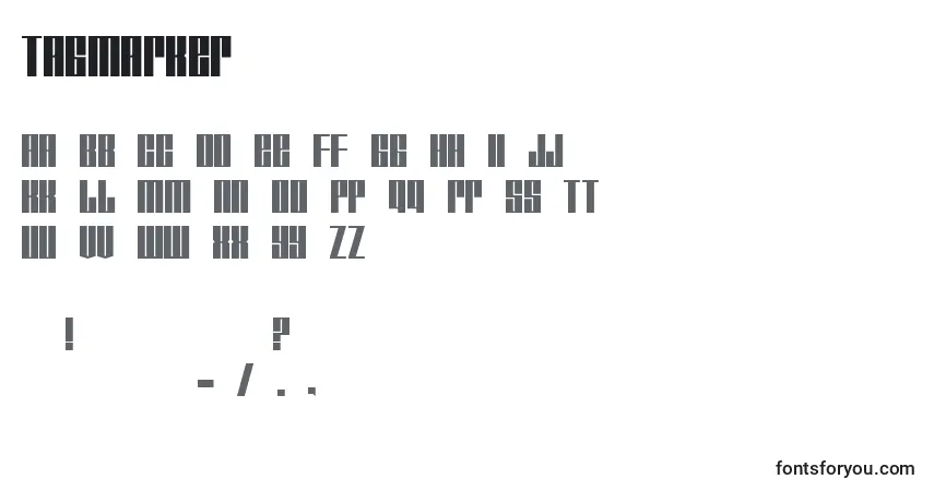 Schriftart Tagmarker – Alphabet, Zahlen, spezielle Symbole