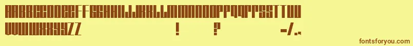 フォントTagmarker – 茶色の文字が黄色の背景にあります。