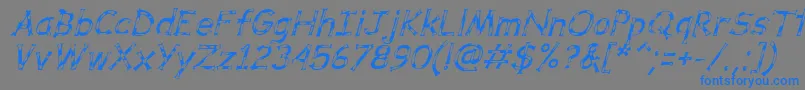 Czcionka DalmataDreamItalic – niebieskie czcionki na szarym tle