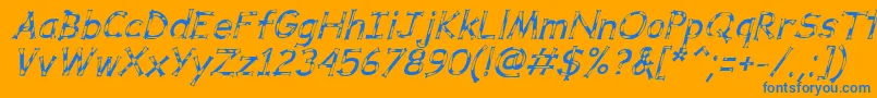 DalmataDreamItalic-Schriftart – Blaue Schriften auf orangefarbenem Hintergrund