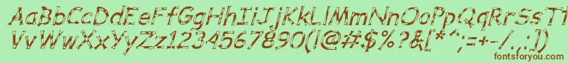 Fonte DalmataDreamItalic – fontes marrons em um fundo verde