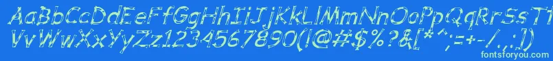 DalmataDreamItalic Font – Green Fonts on Blue Background