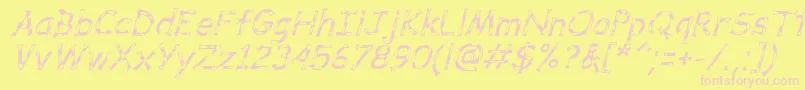 DalmataDreamItalic Font – Pink Fonts on Yellow Background