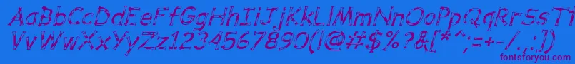 DalmataDreamItalic Font – Purple Fonts on Blue Background