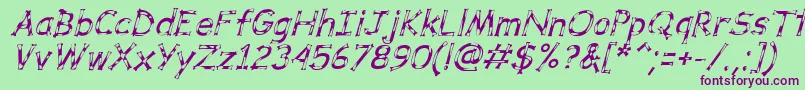 DalmataDreamItalic Font – Purple Fonts on Green Background