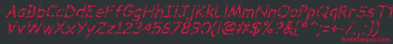 Czcionka DalmataDreamItalic – czerwone czcionki na czarnym tle