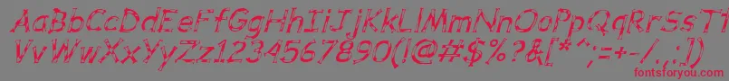 フォントDalmataDreamItalic – 赤い文字の灰色の背景