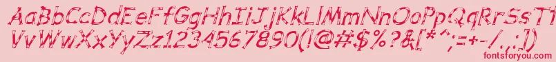 フォントDalmataDreamItalic – ピンクの背景に赤い文字