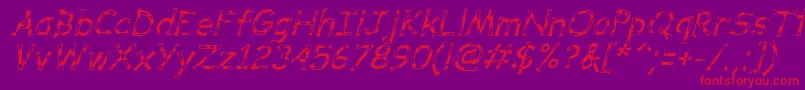 DalmataDreamItalic Font – Red Fonts on Purple Background