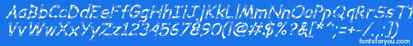 Czcionka DalmataDreamItalic – białe czcionki na niebieskim tle