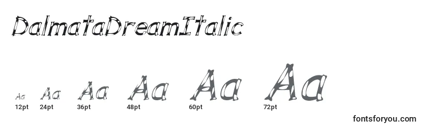 Größen der Schriftart DalmataDreamItalic
