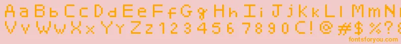 フォントMinami – オレンジの文字がピンクの背景にあります。