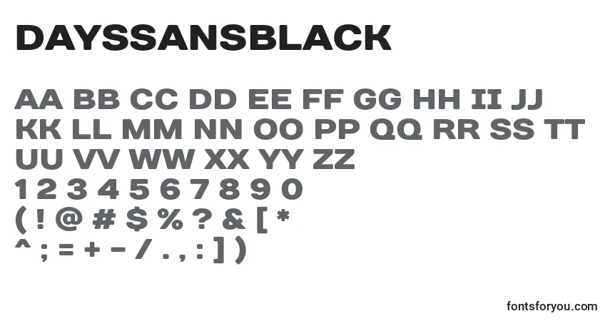 A fonte DaysSansBlack – alfabeto, números, caracteres especiais
