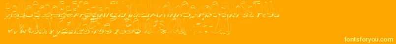 HesitantShadow-Schriftart – Gelbe Schriften auf orangefarbenem Hintergrund