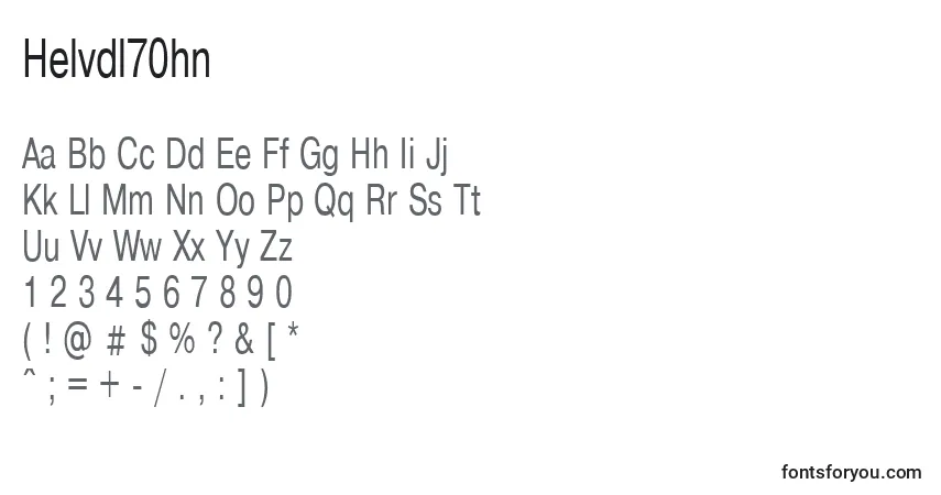 A fonte Helvdl70hn – alfabeto, números, caracteres especiais
