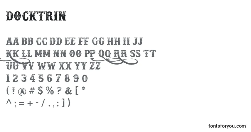 Docktrin (62866)-fontti – aakkoset, numerot, erikoismerkit