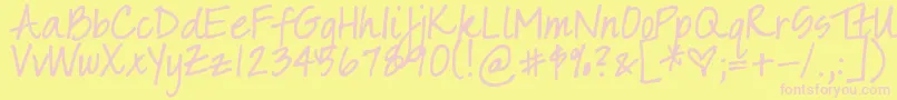 DjbSarahPrints-fontti – vaaleanpunaiset fontit keltaisella taustalla