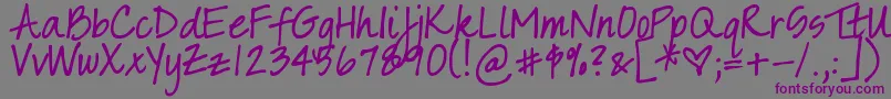 Шрифт DjbSarahPrints – фиолетовые шрифты на сером фоне