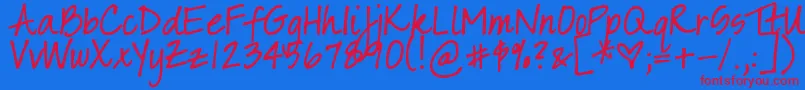 DjbSarahPrints Font – Red Fonts on Blue Background