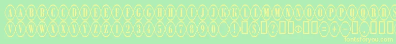 フォントARombyrndotl – 黄色の文字が緑の背景にあります