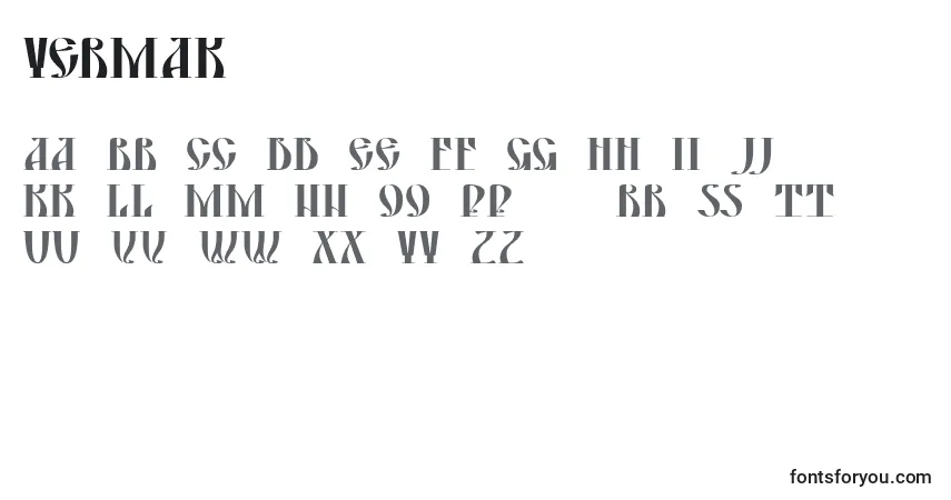 A fonte Yermak – alfabeto, números, caracteres especiais