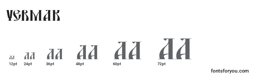 Размеры шрифта Yermak