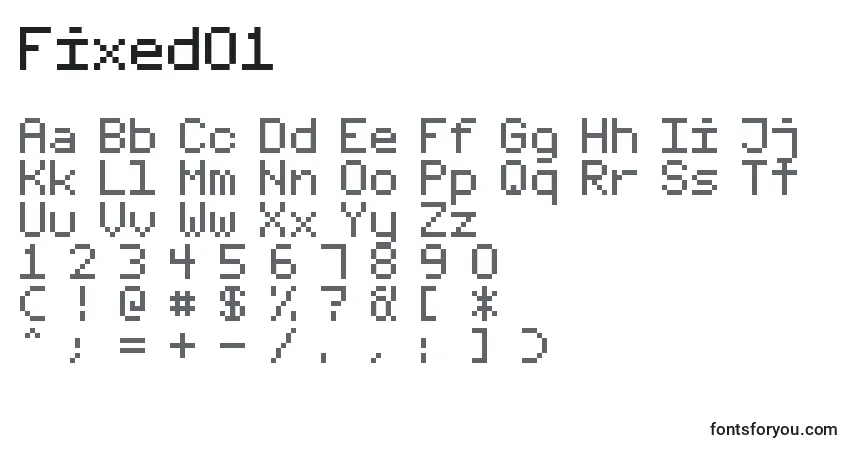 A fonte Fixed01 – alfabeto, números, caracteres especiais