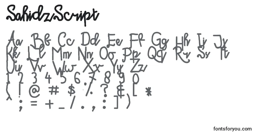 SahidzScriptフォント–アルファベット、数字、特殊文字
