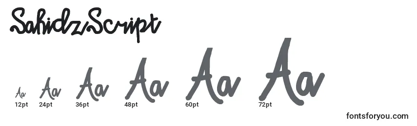Размеры шрифта SahidzScript