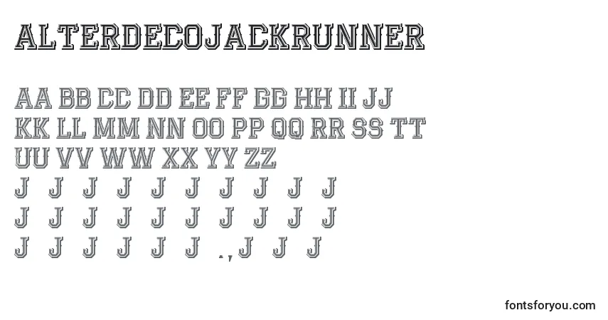 Шрифт AlterdecoJackrunner – алфавит, цифры, специальные символы