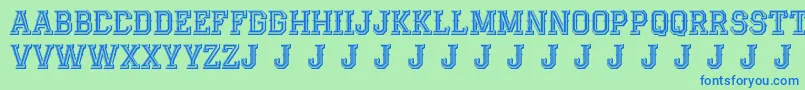 AlterdecoJackrunner-Schriftart – Blaue Schriften auf grünem Hintergrund