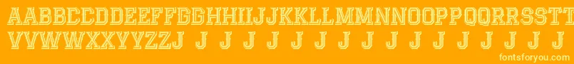 AlterdecoJackrunner-Schriftart – Gelbe Schriften auf orangefarbenem Hintergrund