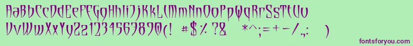 Cryptik-fontti – violetit fontit vihreällä taustalla