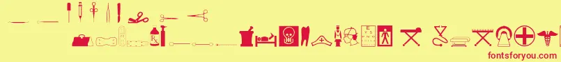 フォントMedicineo – 赤い文字の黄色い背景