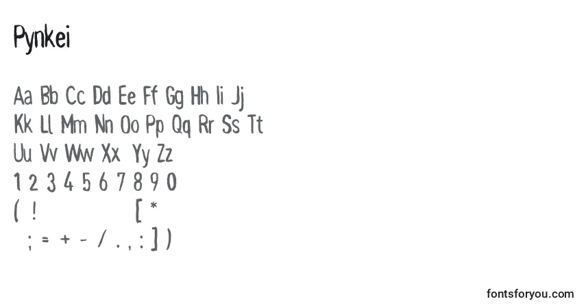 Schriftart Pynkei – Alphabet, Zahlen, spezielle Symbole