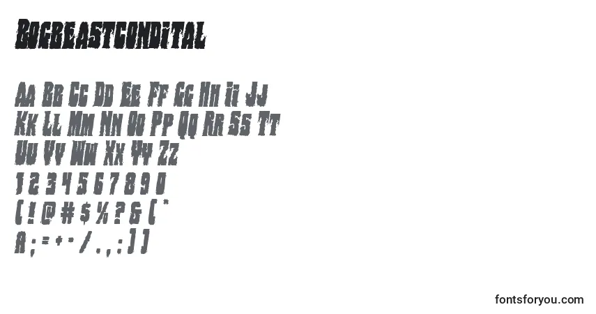 Шрифт Bogbeastcondital – алфавит, цифры, специальные символы