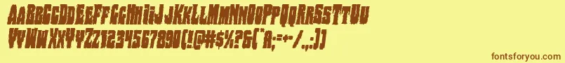 フォントBogbeastcondital – 茶色の文字が黄色の背景にあります。