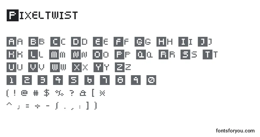 A fonte Pixeltwist – alfabeto, números, caracteres especiais