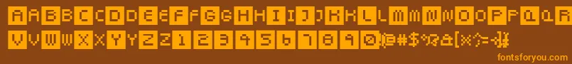 Pixeltwist-Schriftart – Orangefarbene Schriften auf braunem Hintergrund
