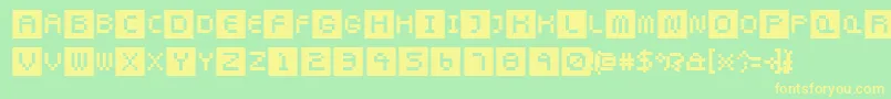 フォントPixeltwist – 黄色の文字が緑の背景にあります