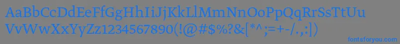 GretatextproLight-Schriftart – Blaue Schriften auf grauem Hintergrund