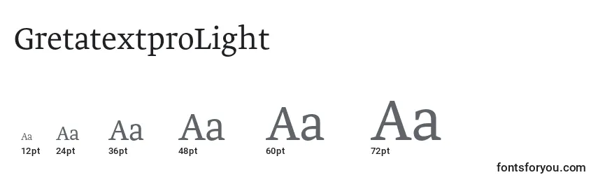 Размеры шрифта GretatextproLight