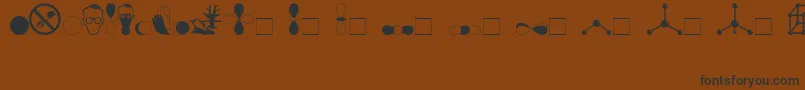 フォントDivchem – 黒い文字が茶色の背景にあります