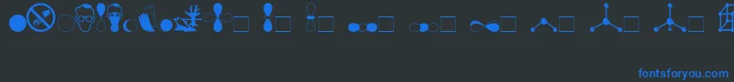 Divchem-Schriftart – Blaue Schriften auf schwarzem Hintergrund
